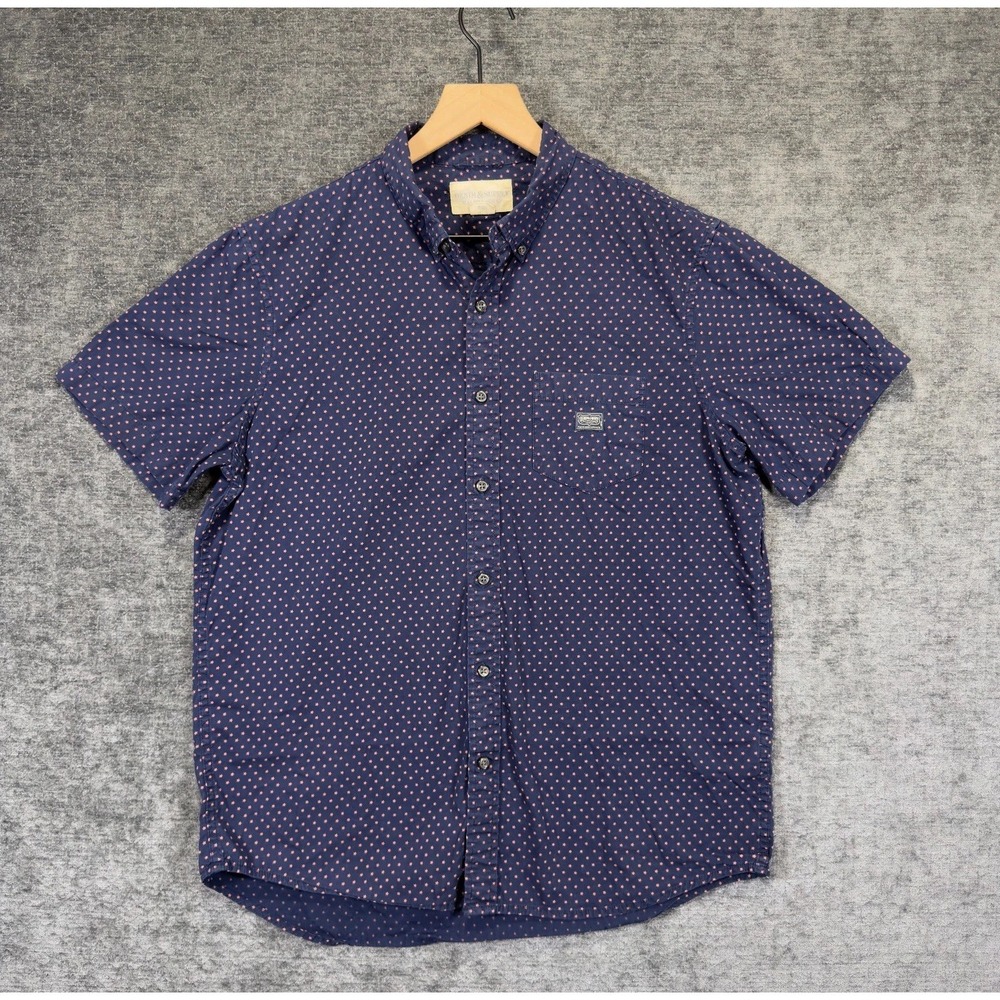 Denim & Supply‎ Ralph Lauren Star Print Button Down Blue Pink Size L